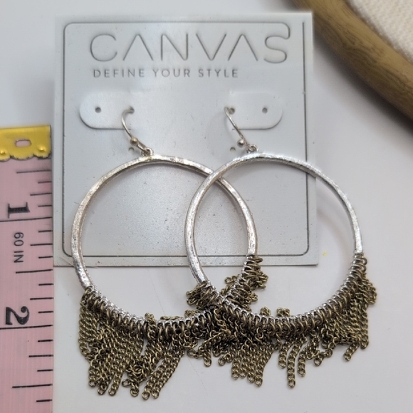 Bella Canvas Gold and Silver Fringe Hoop Earrings - Picture 5 of 5